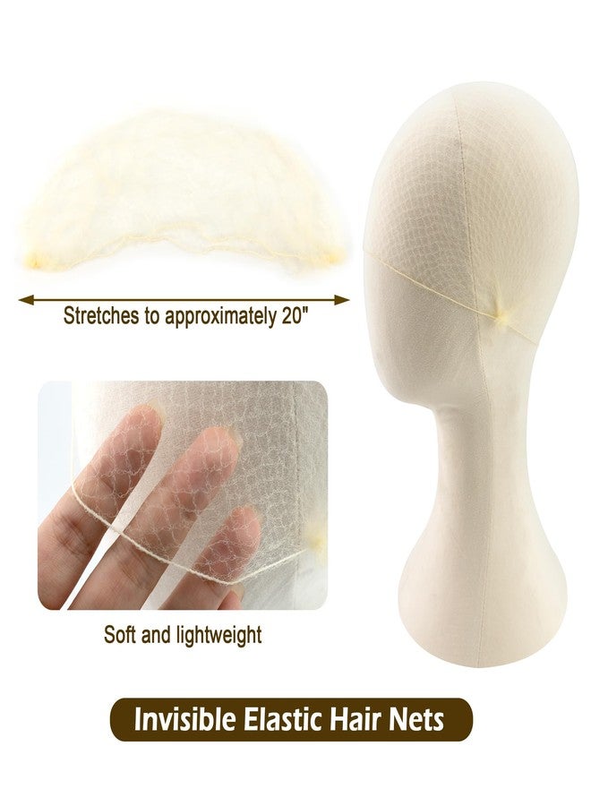 Quacc 20 PCS Bun Hair Nets Women Stretchy Lightweight Elastic Edge Mesh Invisible Hairnets for Ballet Bun, Gymnastics, Dance, Sleeping, Kitchen Food Service (Blonde) - Image 3